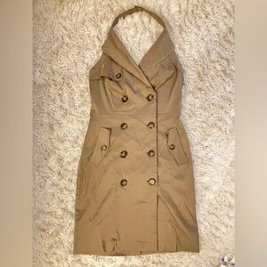 Ann Taylor Tan Halter Safari Dress with Button Accents